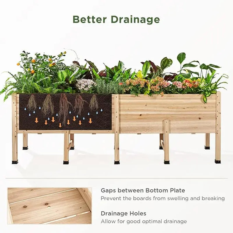 Heavy-Duty Deep-Root Wood Raised Garden Bed Planter
