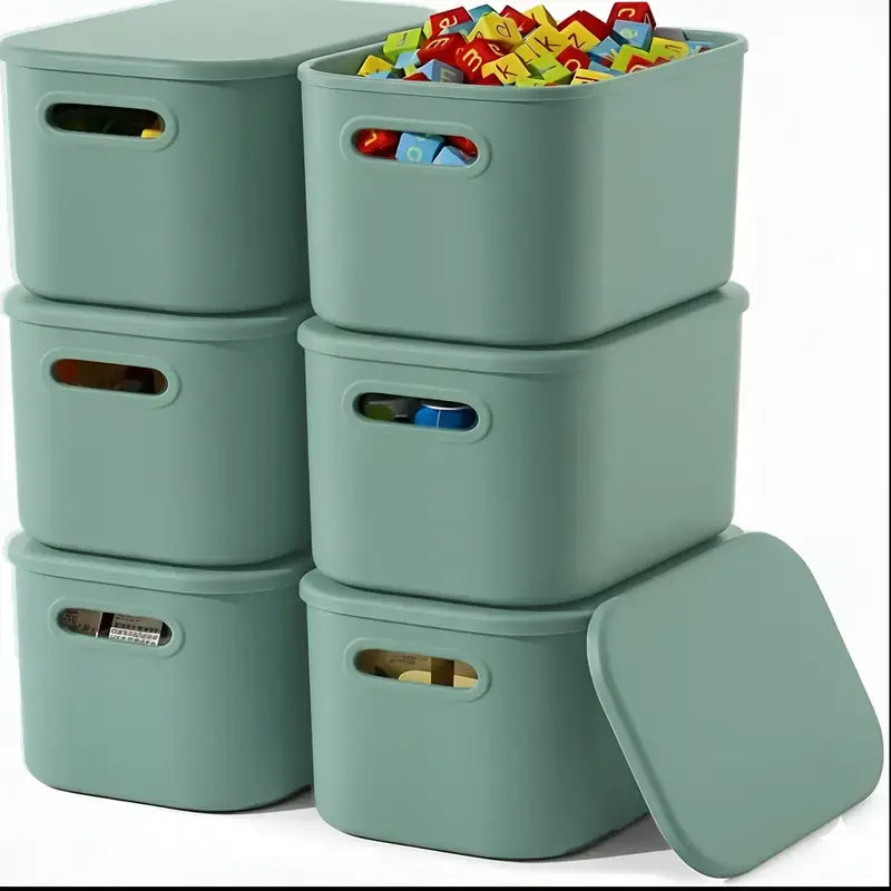 6-Piece Colorful Stackable Desktop Storage Baskets with Lids