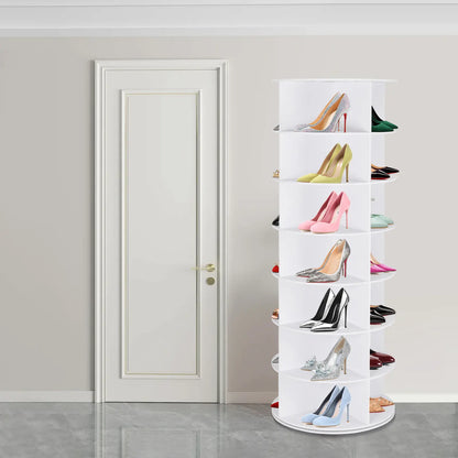 360° Revolving 7-Tier Shoe Tower & Space-Saving Storage Matrix