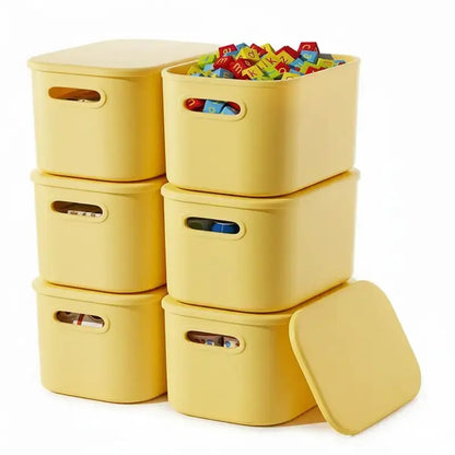 6-Piece Colorful Stackable Desktop Storage Baskets with Lids