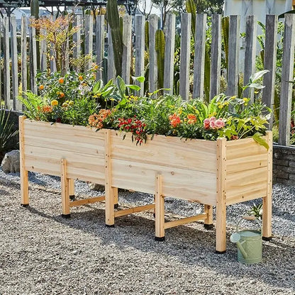 Heavy-Duty Deep-Root Wood Raised Garden Bed Planter