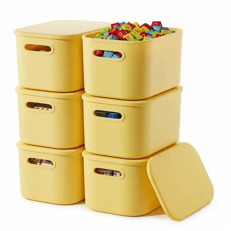 6-Piece Colorful Stackable Desktop Storage Baskets with Lids