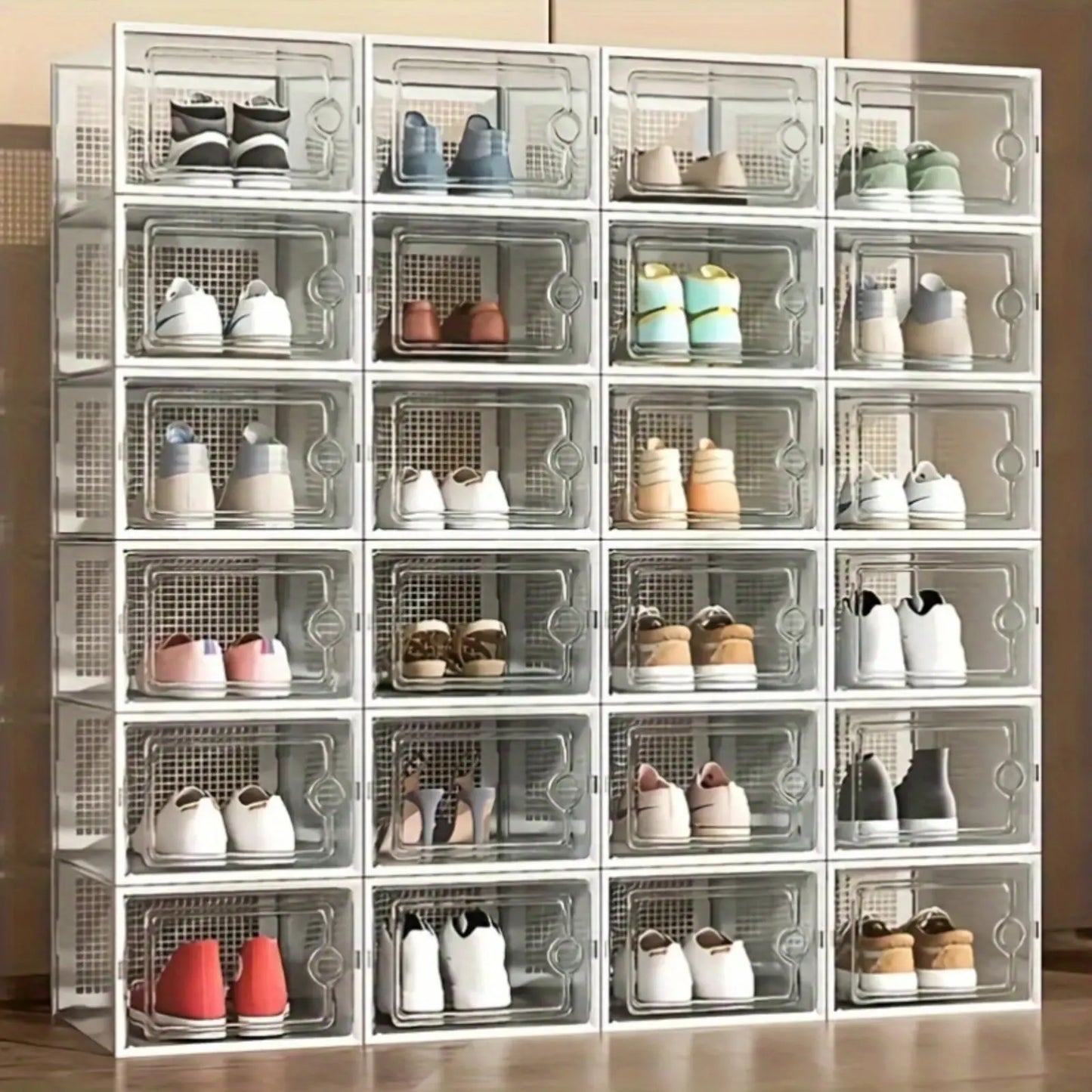 Modular Clear-View Stackable Shoe Drawer & Sneaker Storage System