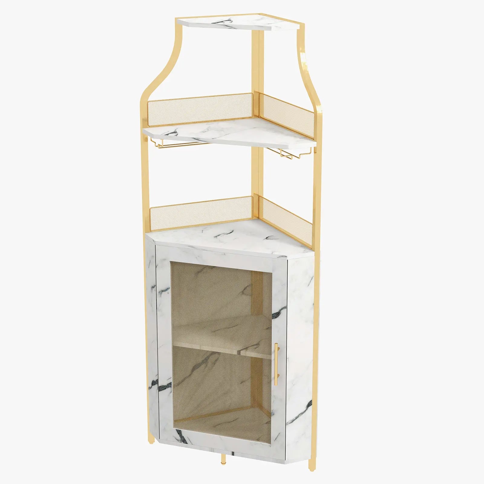 5-Tier L-Shaped Industrial Corner Bar & Liquor Cabinet