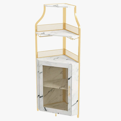 5-Tier L-Shaped Industrial Corner Bar & Liquor Cabinet