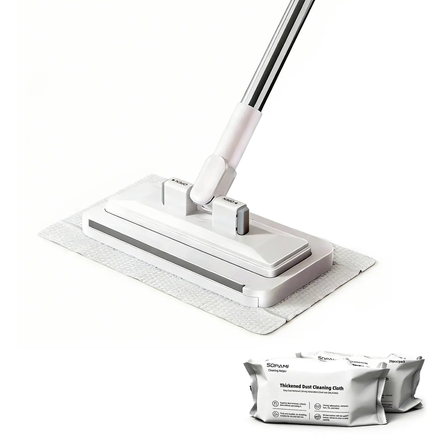 SOPAMI Hands-Free Automatic Cloth Changing Dust Mop & Floor Cleaner