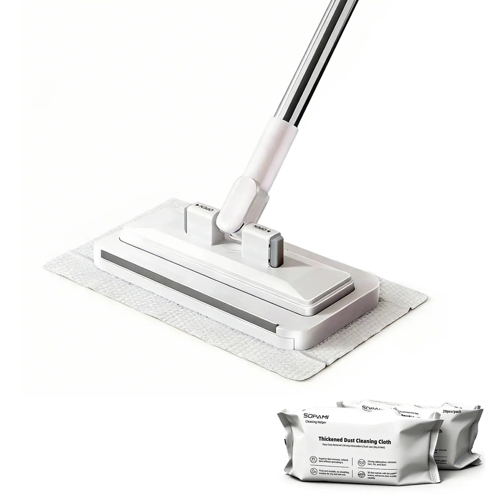 SOPAMI Hands-Free Automatic Cloth Changing Dust Mop & Floor Cleaner