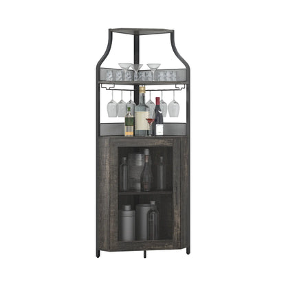 5-Tier L-Shaped Industrial Corner Bar & Liquor Cabinet