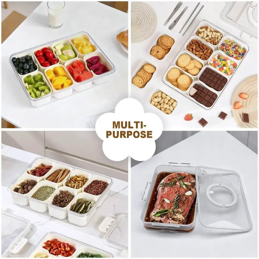 Airtight 8-Compartment Leak-Proof Snack Platter Box