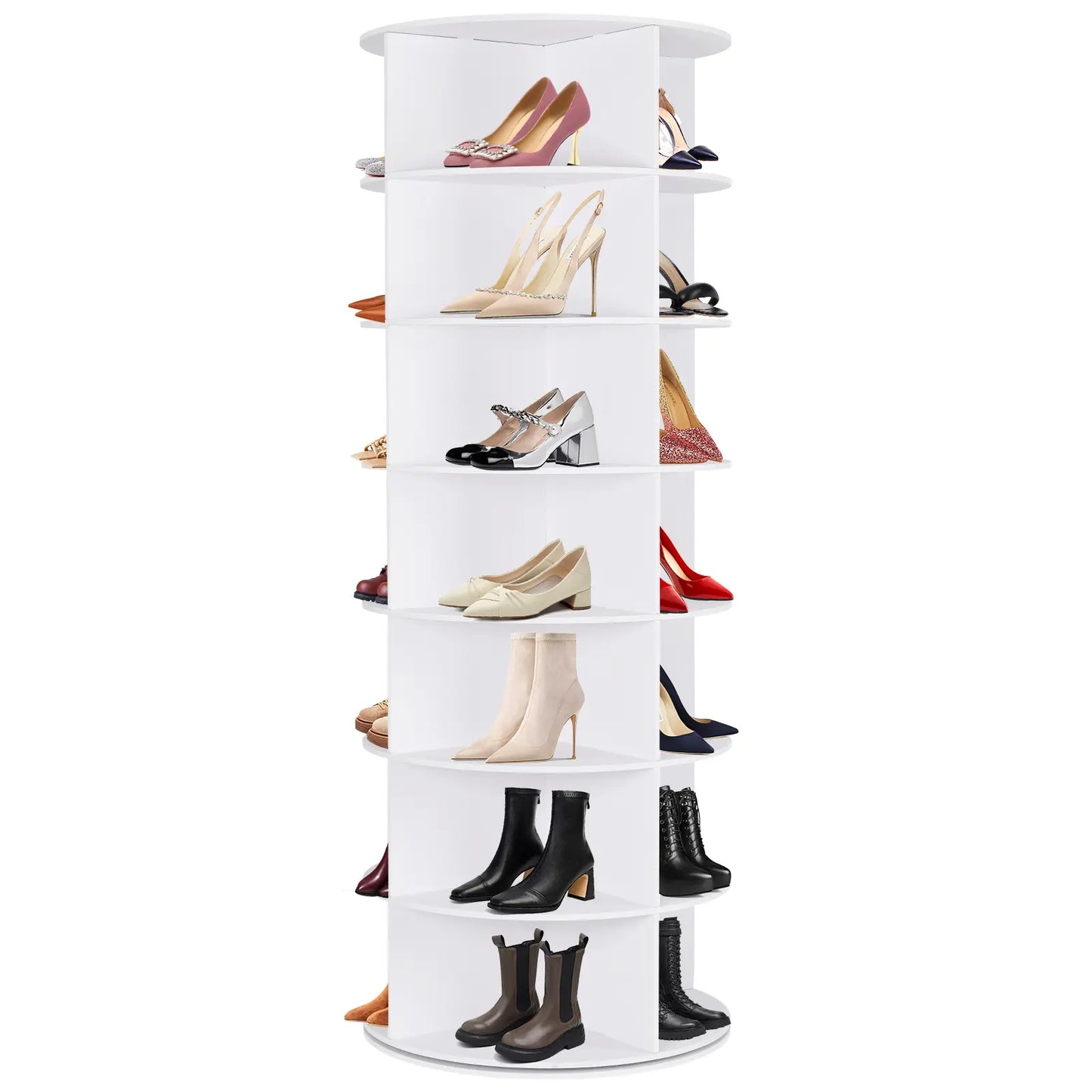 360° Revolving 7-Tier Shoe Tower & Space-Saving Storage Matrix