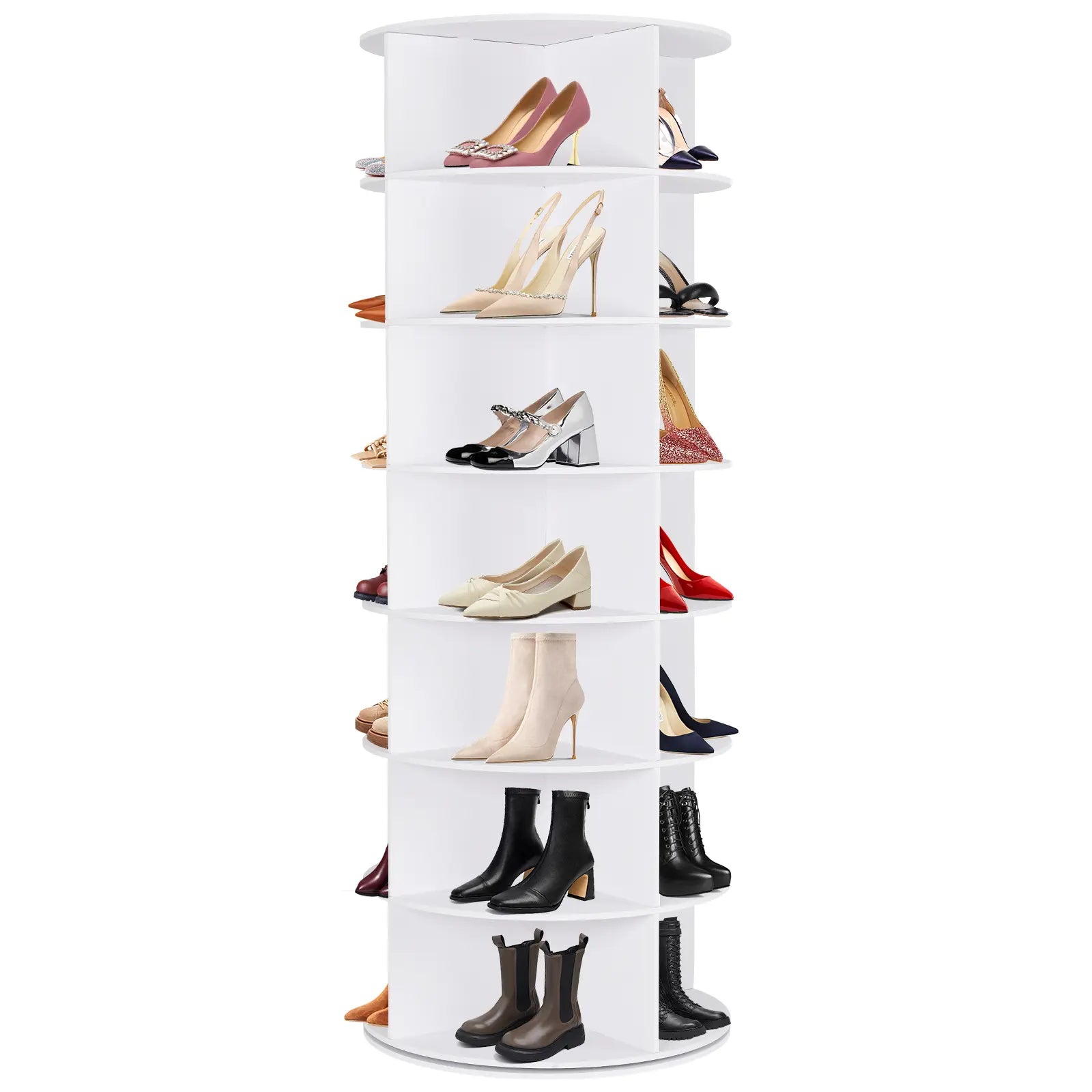 360° Revolving 7-Tier Shoe Tower & Space-Saving Storage Matrix