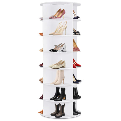 360° Revolving 7-Tier Shoe Tower & Space-Saving Storage Matrix