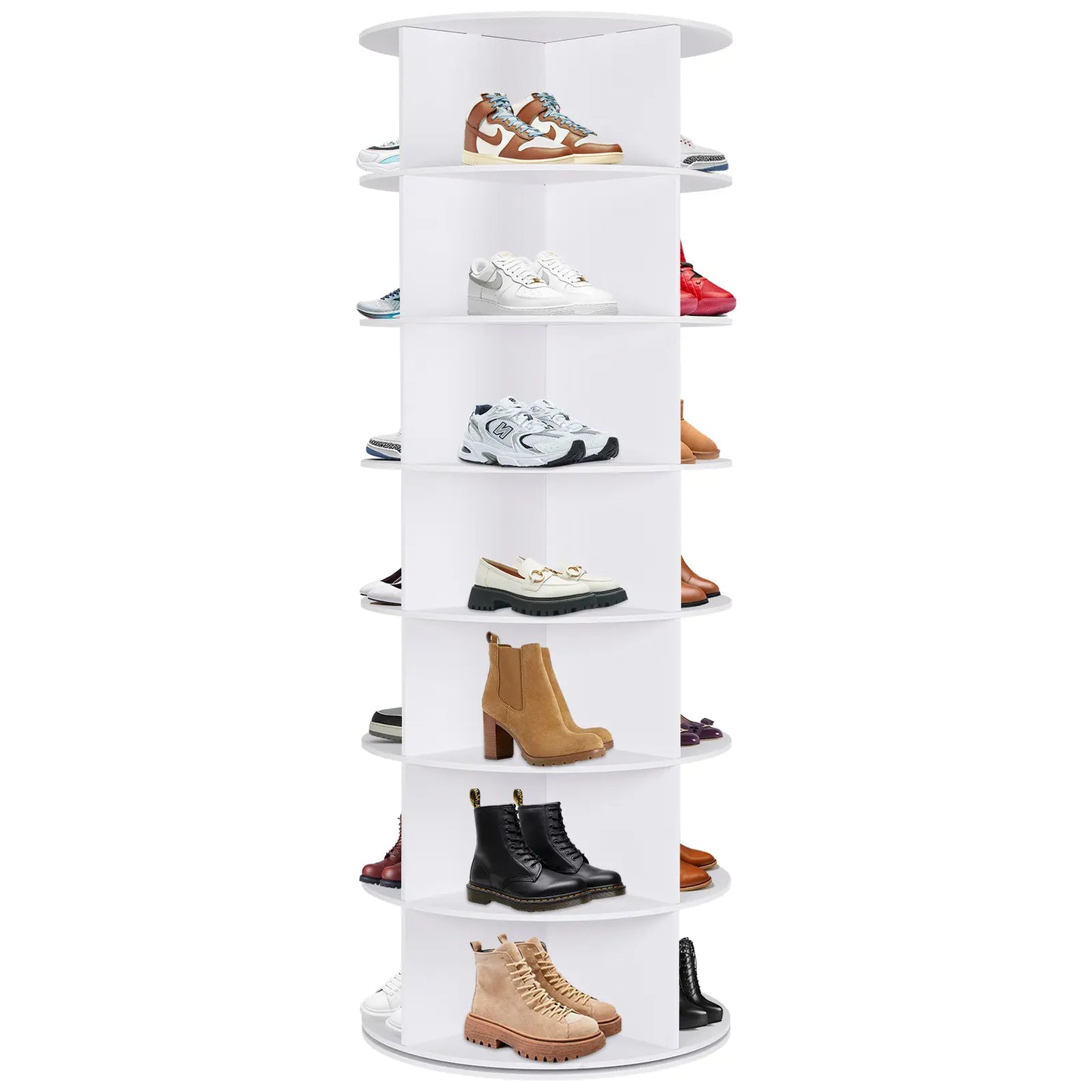 360° Revolving 7-Tier Shoe Tower & Space-Saving Storage Matrix