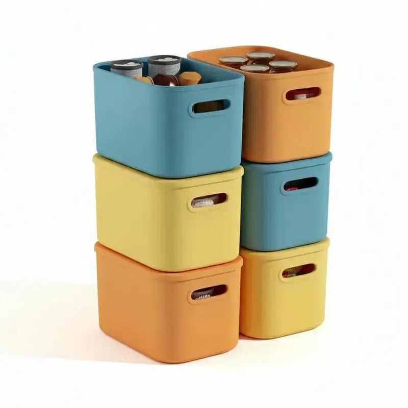 6-Piece Colorful Stackable Desktop Storage Baskets with Lids