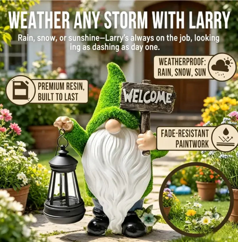 Solar-Powered 11" Welcoming Spring Garden Gnome Statue