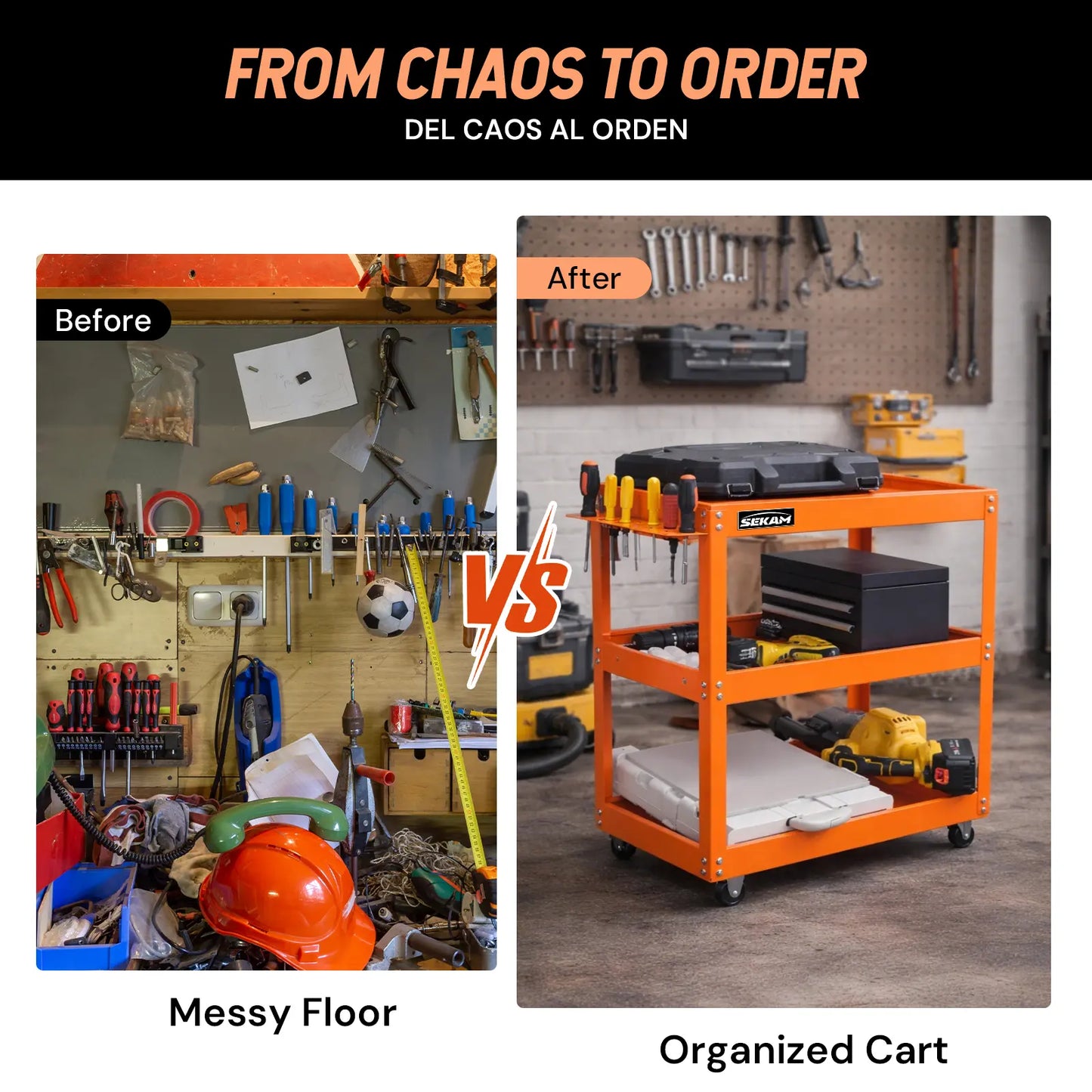 Industrial Heavy-Duty 330 lbs Capacity 3-Tier Rolling Utility Cart