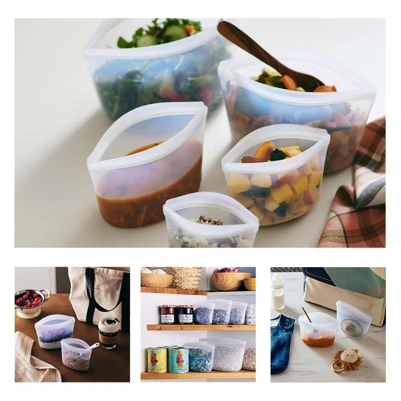 Reusable Silicone Food Storage Bags – Leakproof Heavy-Duty Eco Fresh-Keeping Pouches