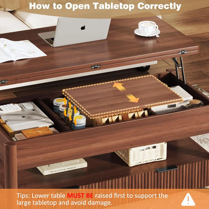 40" Multi-Functional Split Lift-Top Storage Coffee Table