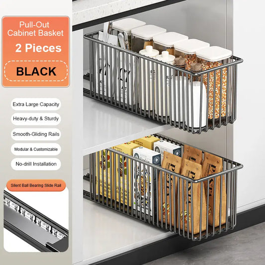 Heavy-Duty Expandable Pull-Out Cabinet Organizer & Sliding Basket