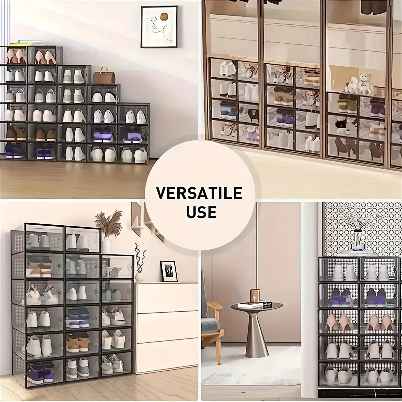 Modular Clear-View Stackable Shoe Drawer & Sneaker Storage System