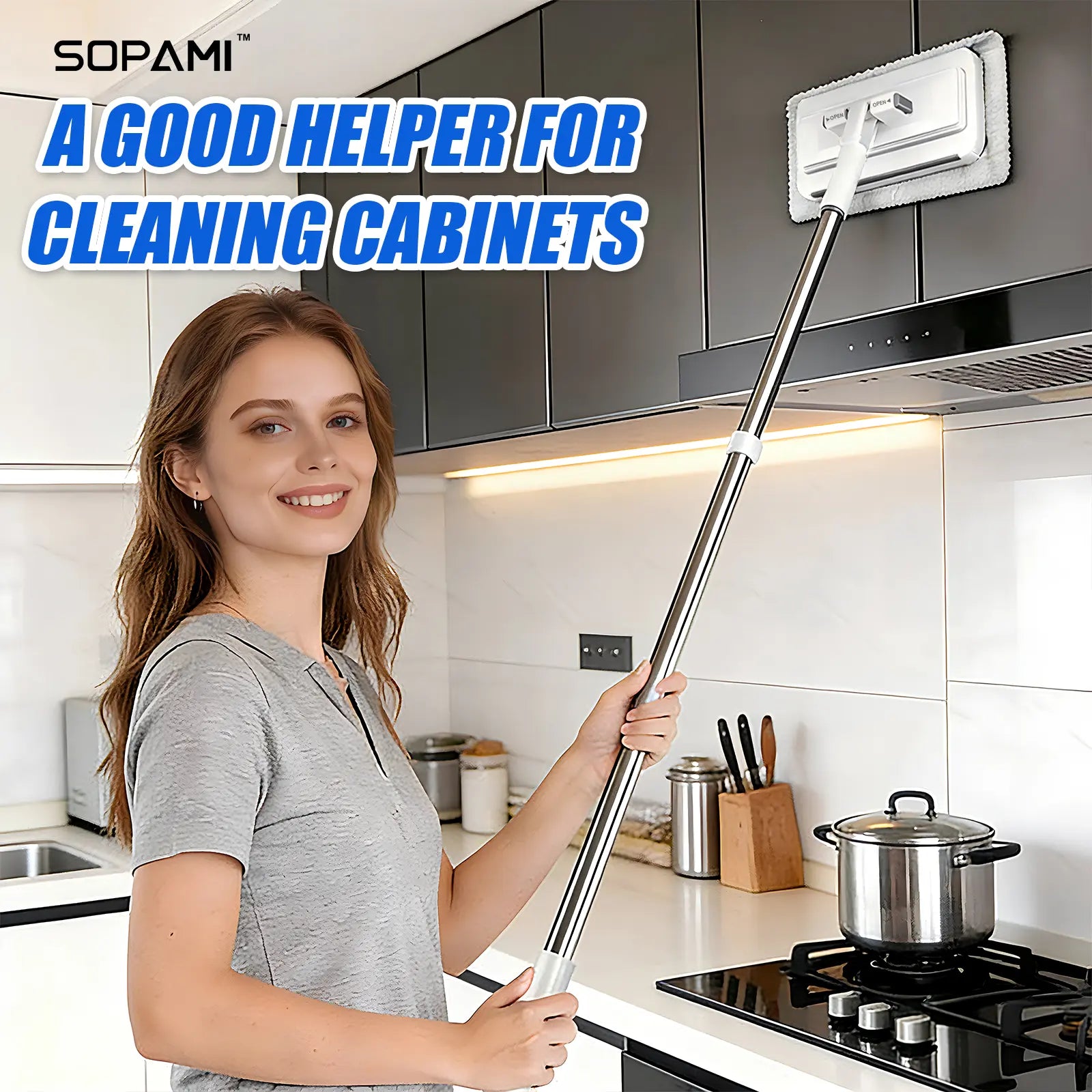 SOPAMI Hands-Free Automatic Cloth Changing Dust Mop & Floor Cleaner