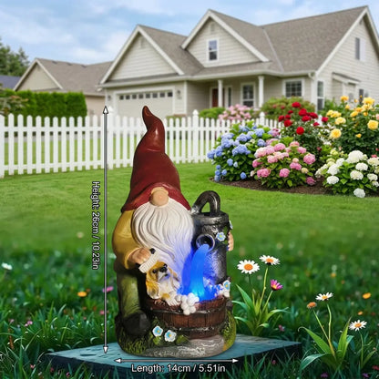 Solar-Powered 11" Welcoming Spring Garden Gnome Statue
