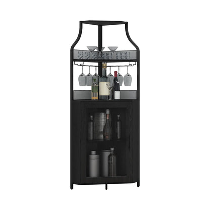 5-Tier L-Shaped Industrial Corner Bar & Liquor Cabinet