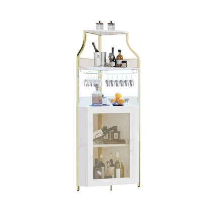 5-Tier L-Shaped Industrial Corner Bar & Liquor Cabinet