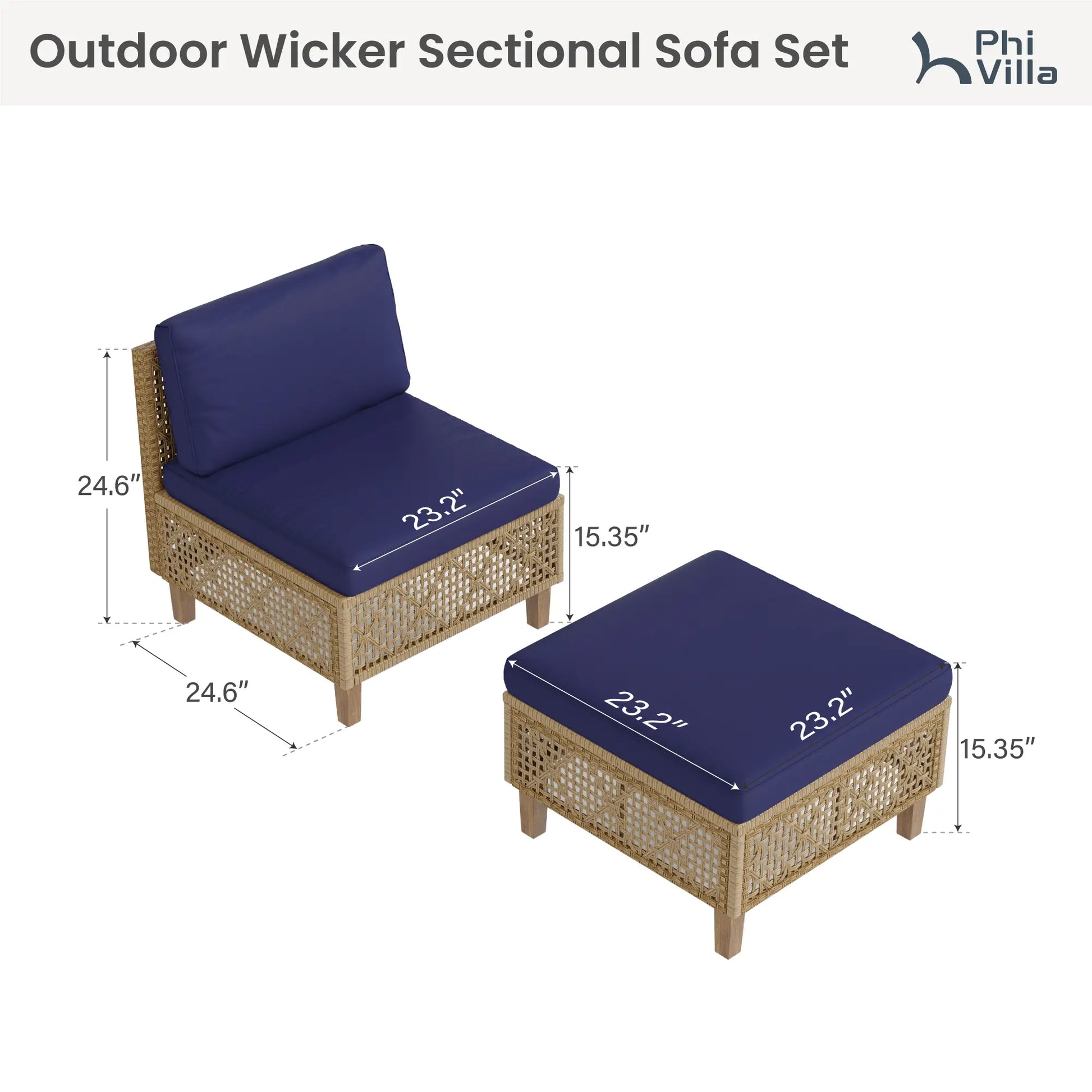 Bohemian Wicker Modular Patio Sectional Set with Integrated Storage Coffee Table