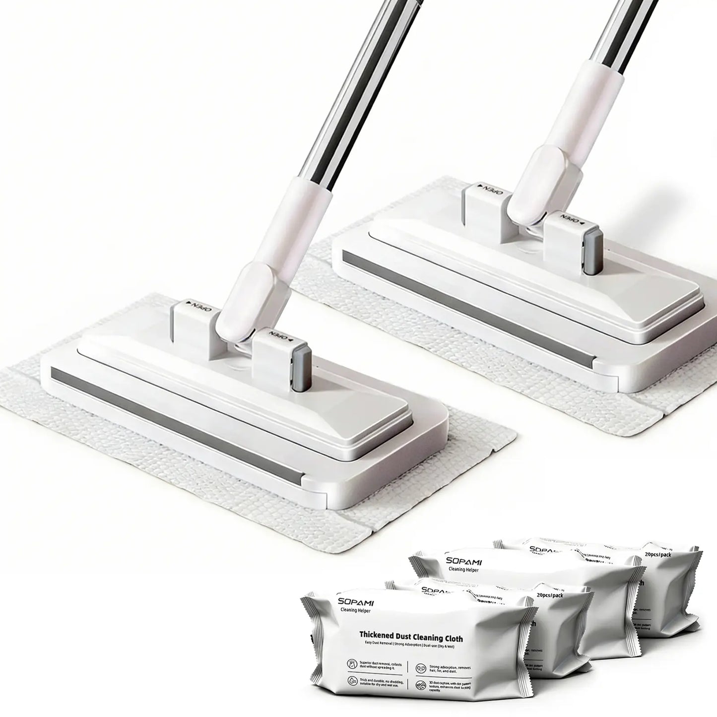 SOPAMI Hands-Free Automatic Cloth Changing Dust Mop & Floor Cleaner