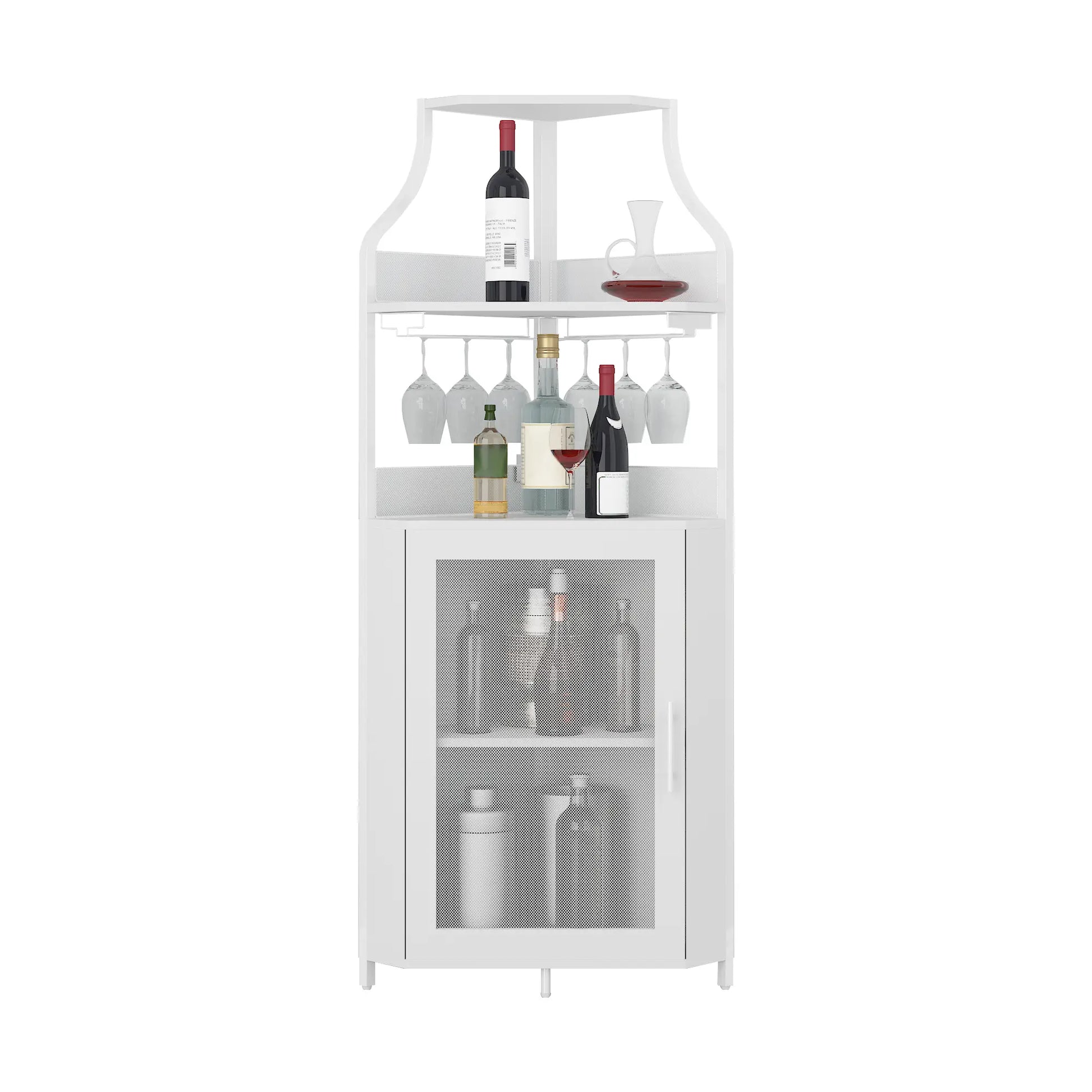 5-Tier L-Shaped Industrial Corner Bar & Liquor Cabinet