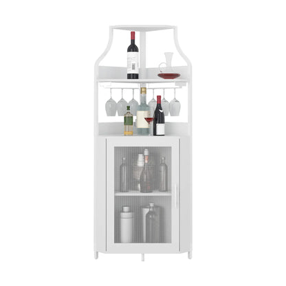 5-Tier L-Shaped Industrial Corner Bar & Liquor Cabinet