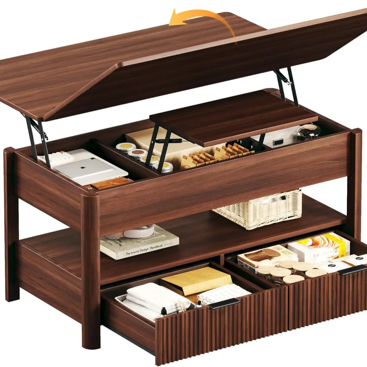 40" Multi-Functional Split Lift-Top Storage Coffee Table