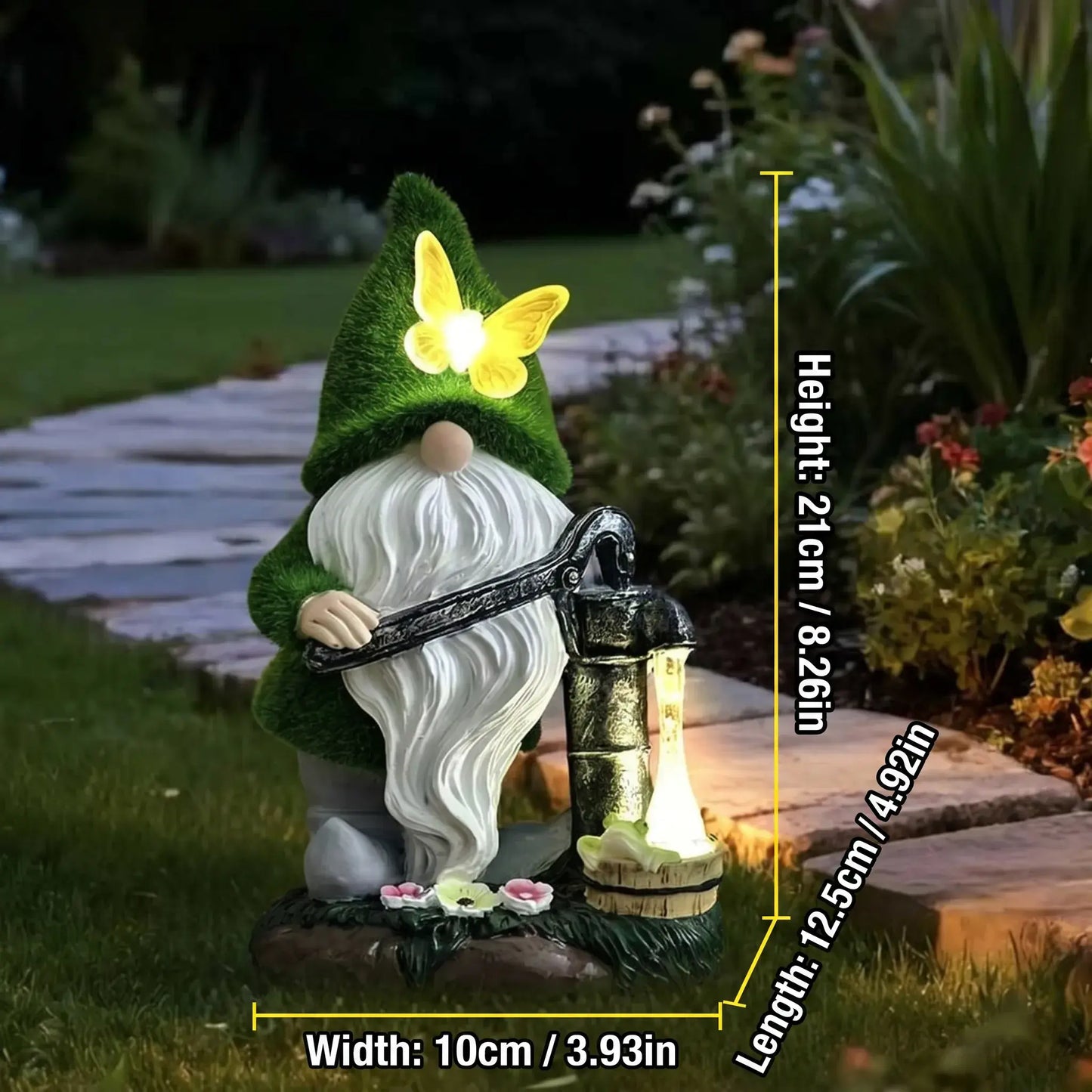 Solar-Powered 11" Welcoming Spring Garden Gnome Statue