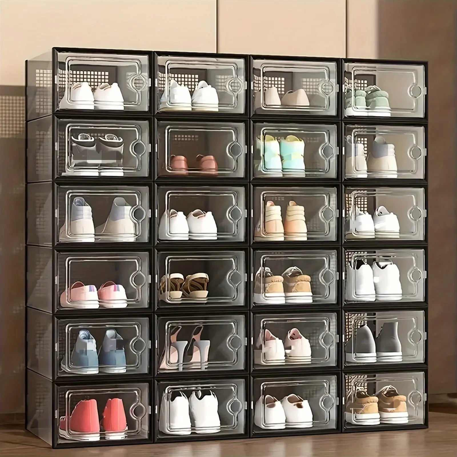 Modular Clear-View Stackable Shoe Drawer & Sneaker Storage System