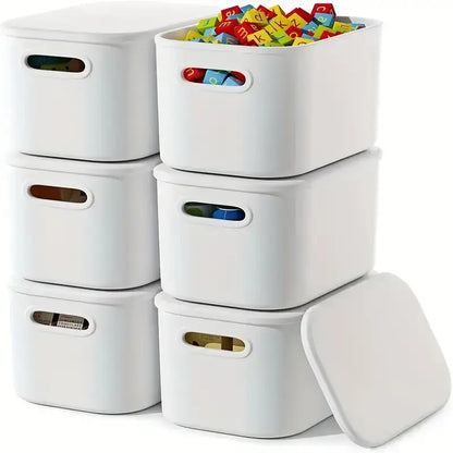6-Piece Colorful Stackable Desktop Storage Baskets with Lids