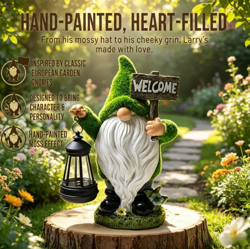 Solar-Powered 11" Welcoming Spring Garden Gnome Statue