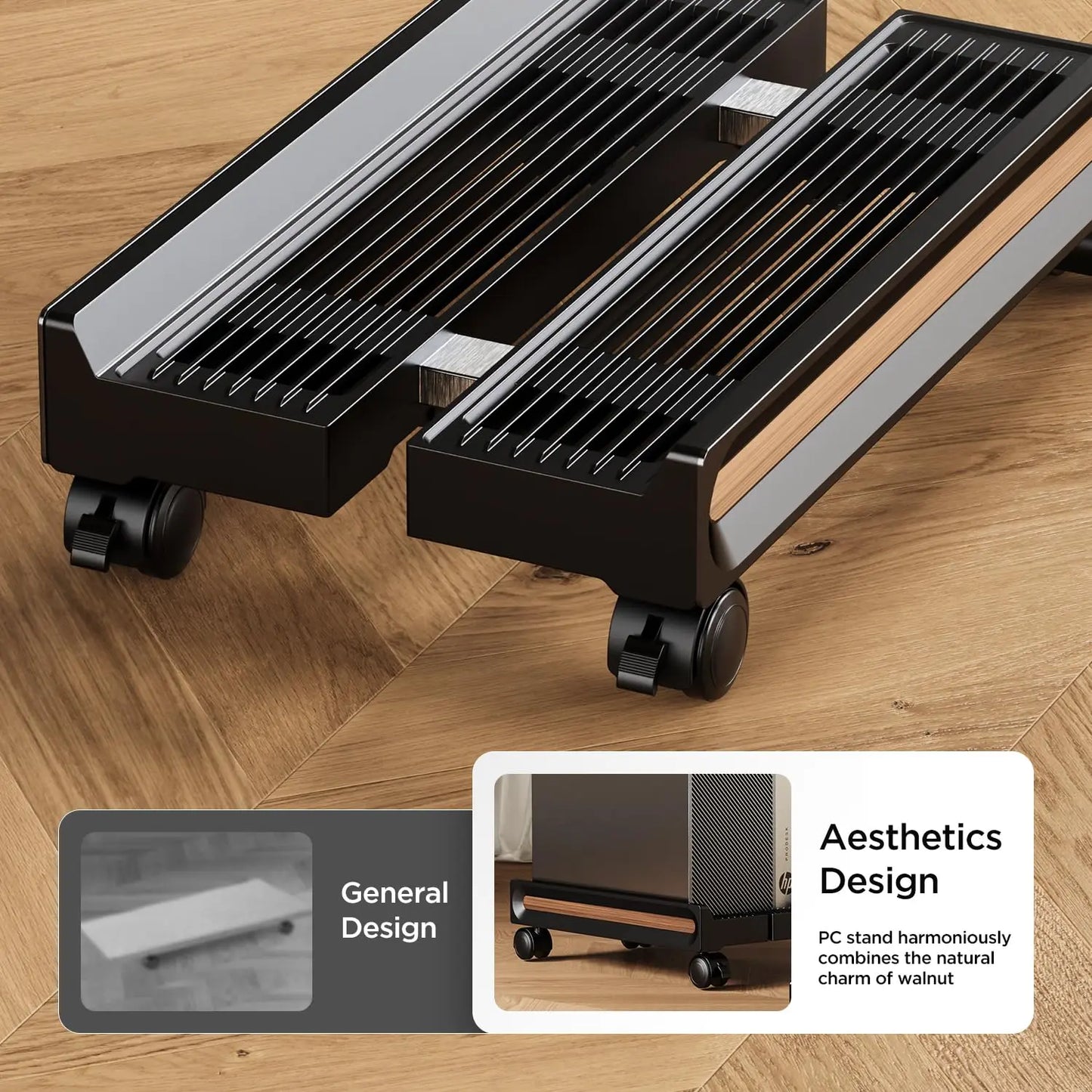 Adjustable Mobile CPU Stand with Locking Swivel Casters