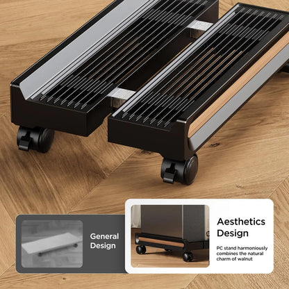 Adjustable Mobile CPU Stand with Locking Swivel Casters