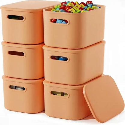 6-Piece Colorful Stackable Desktop Storage Baskets with Lids