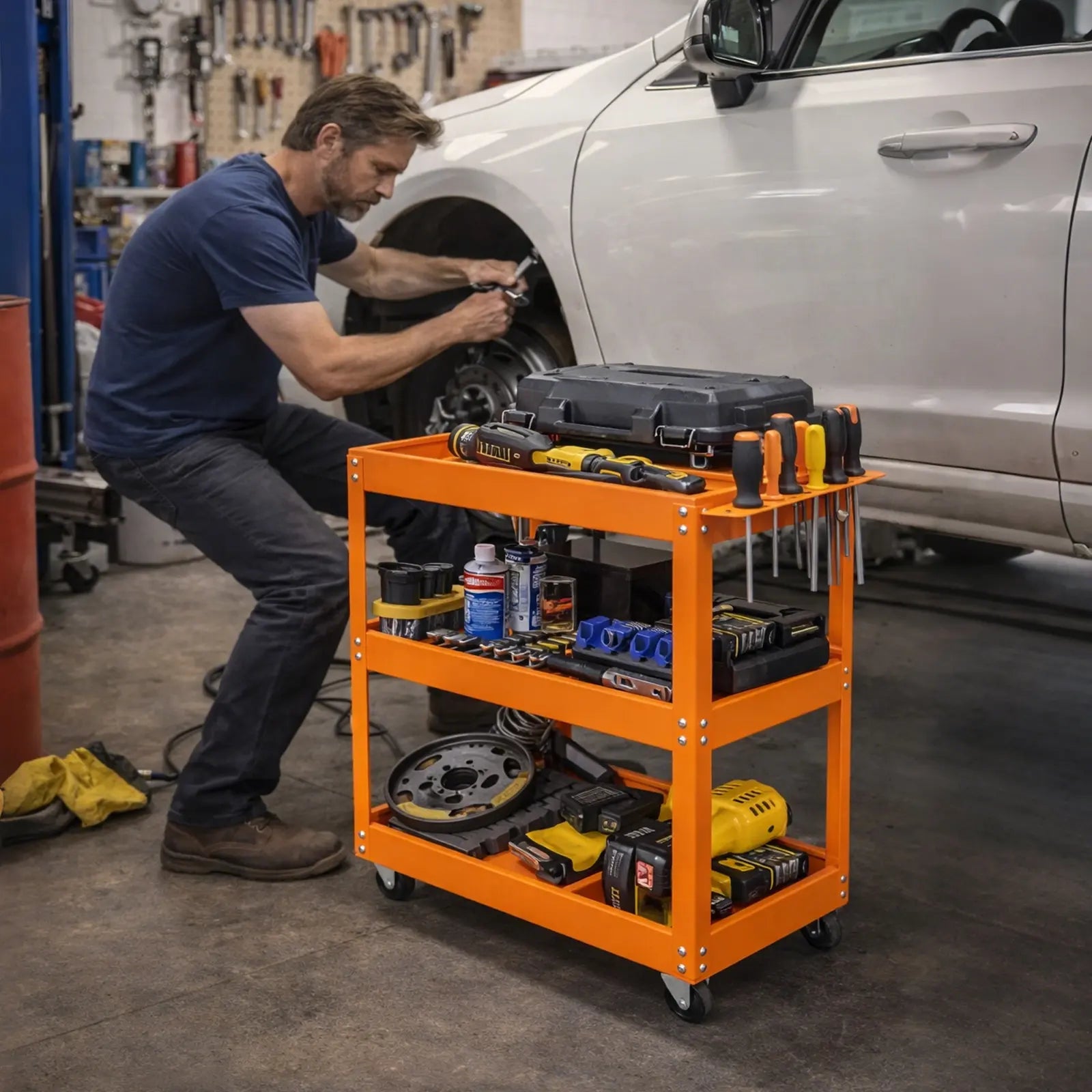 Industrial Heavy-Duty 330 lbs Capacity 3-Tier Rolling Utility Cart