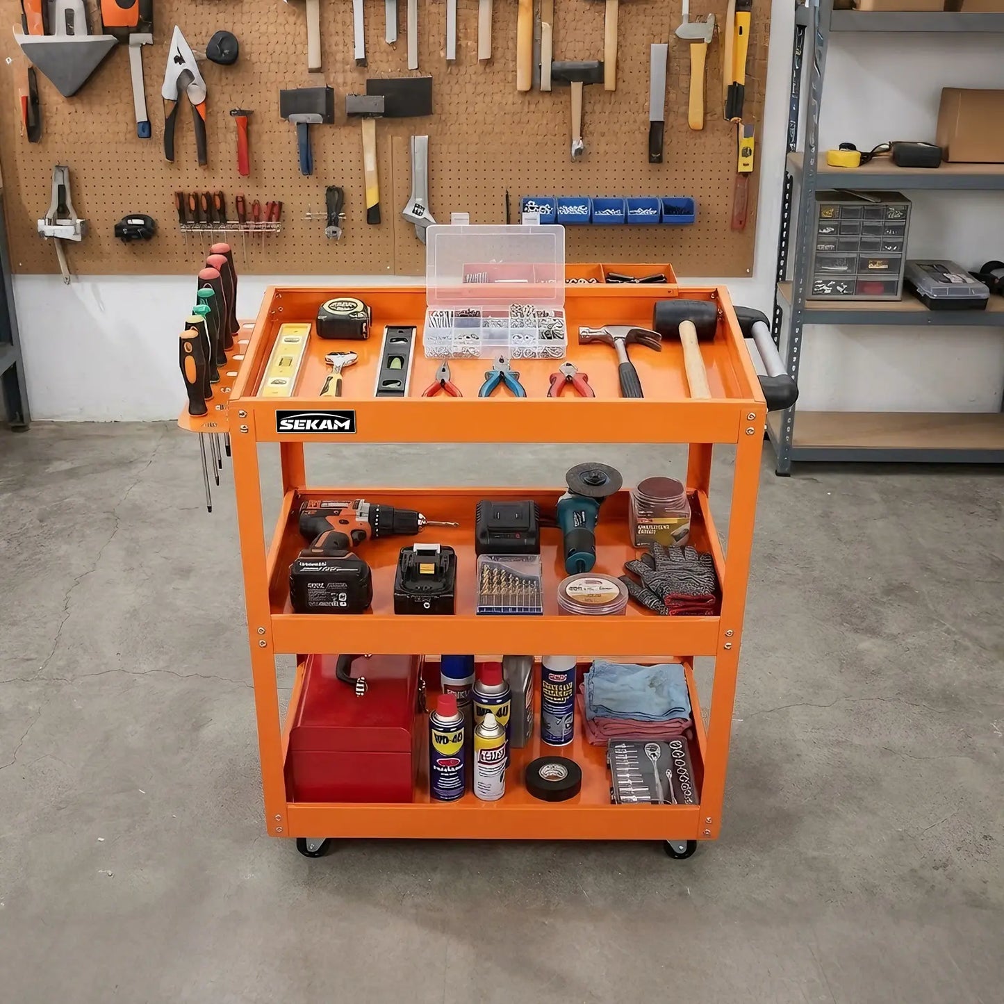 Industrial Heavy-Duty 330 lbs Capacity 3-Tier Rolling Utility Cart