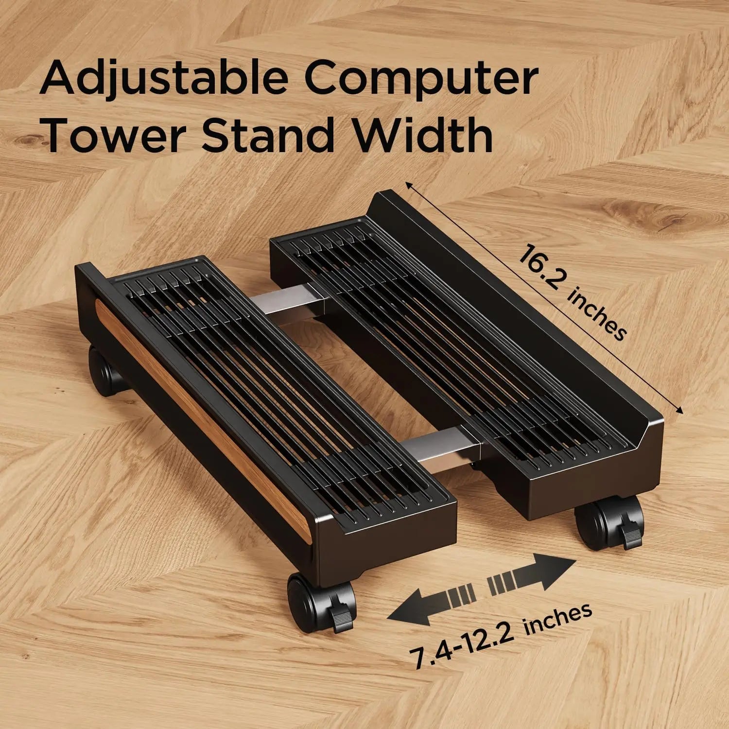 Adjustable Mobile CPU Stand with Locking Swivel Casters