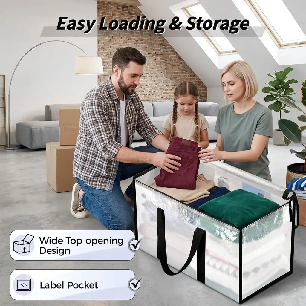 Ukeetap 8-Pack Extra Large Heavy-Duty Clear Moving & Storage Bags (24 Gallon)