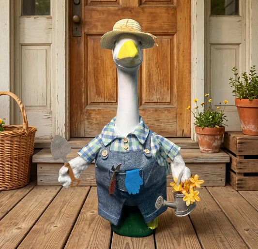 Gardener Goose Outfit for 23" Lawn Statue – Complete 5-Piece Spring Porch Decor Set