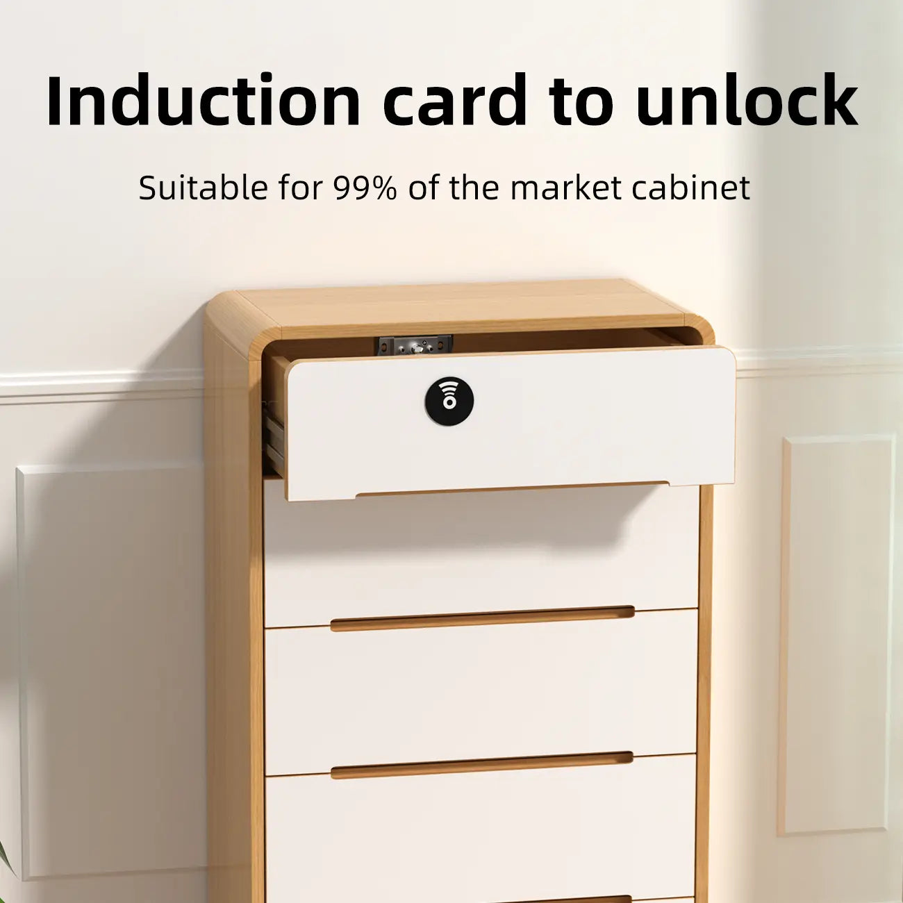 RIXIANG Bluetooth Drawer Lock,Ttlock Works with Google Home & Alexa, Smart Cabinet Locks RFID Hidden Magnetic Lock Locker, for Secret Storage Compartment Furniture,Nfc Wooden Cupboard Wardrobe