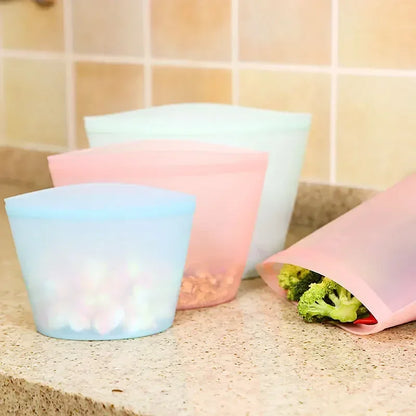 Reusable Silicone Food Storage Bags – Leakproof Heavy-Duty Eco Fresh-Keeping Pouches