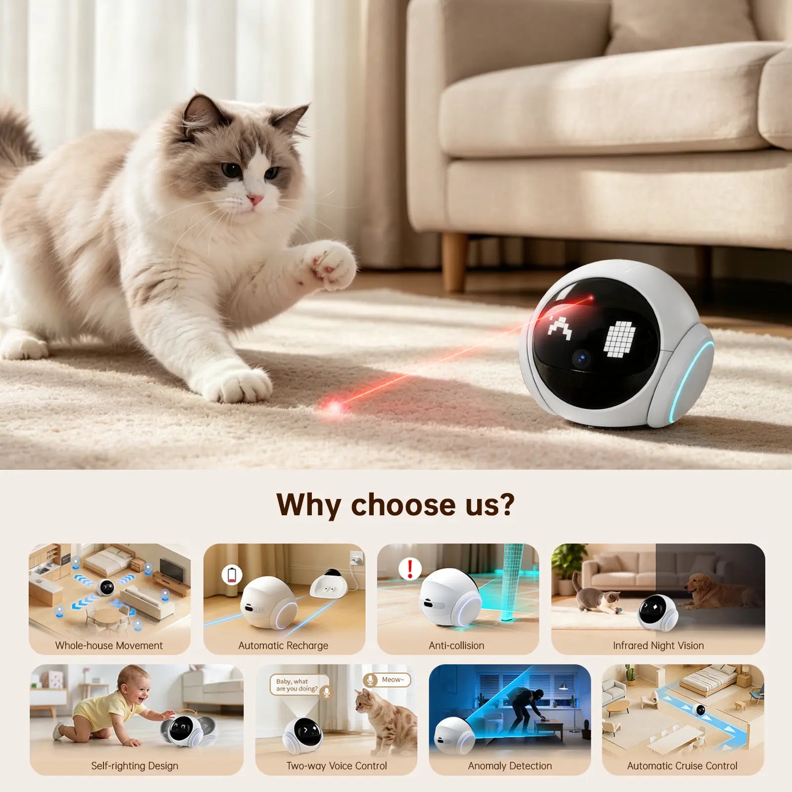 Wireless AI Pet Camera Pal – 1080P Smart Moving Monitor with Tuya Smart App