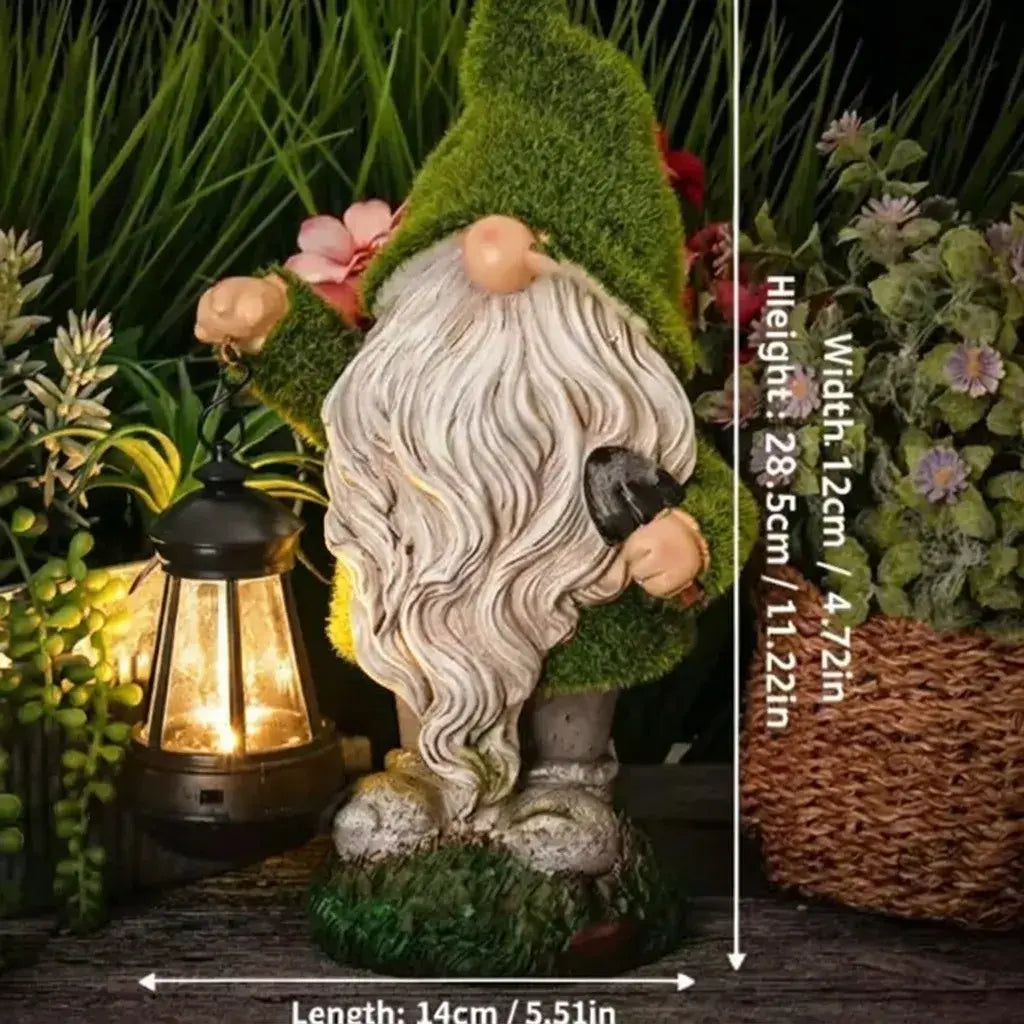 Solar-Powered 11" Welcoming Spring Garden Gnome Statue