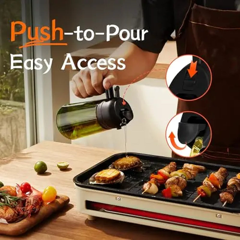 2 Count Olive Oil Sprayer Dispenser Bottle 16Oz/470Ml for Kitchen Gadgets and Air Fryer Accessories - Olive Oil Sprayer for Cooking W/Stickers